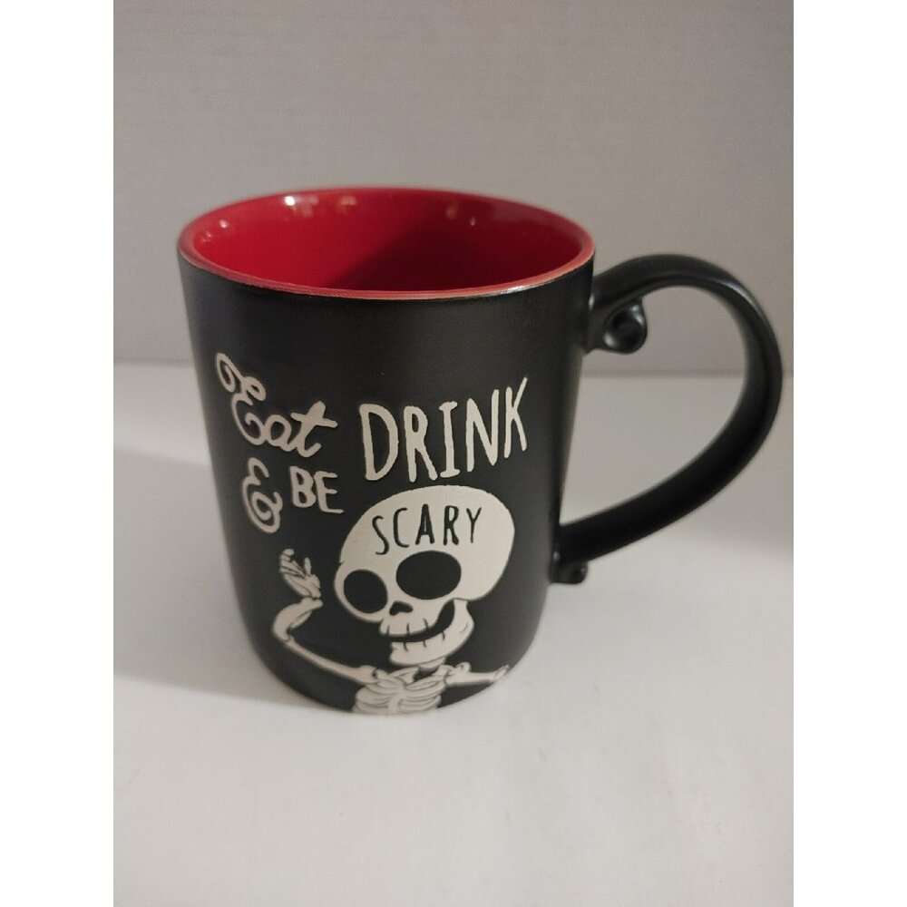Halloween Mug Skeleton Eat Drink & Be Scary Black/Red by inhomestylez
